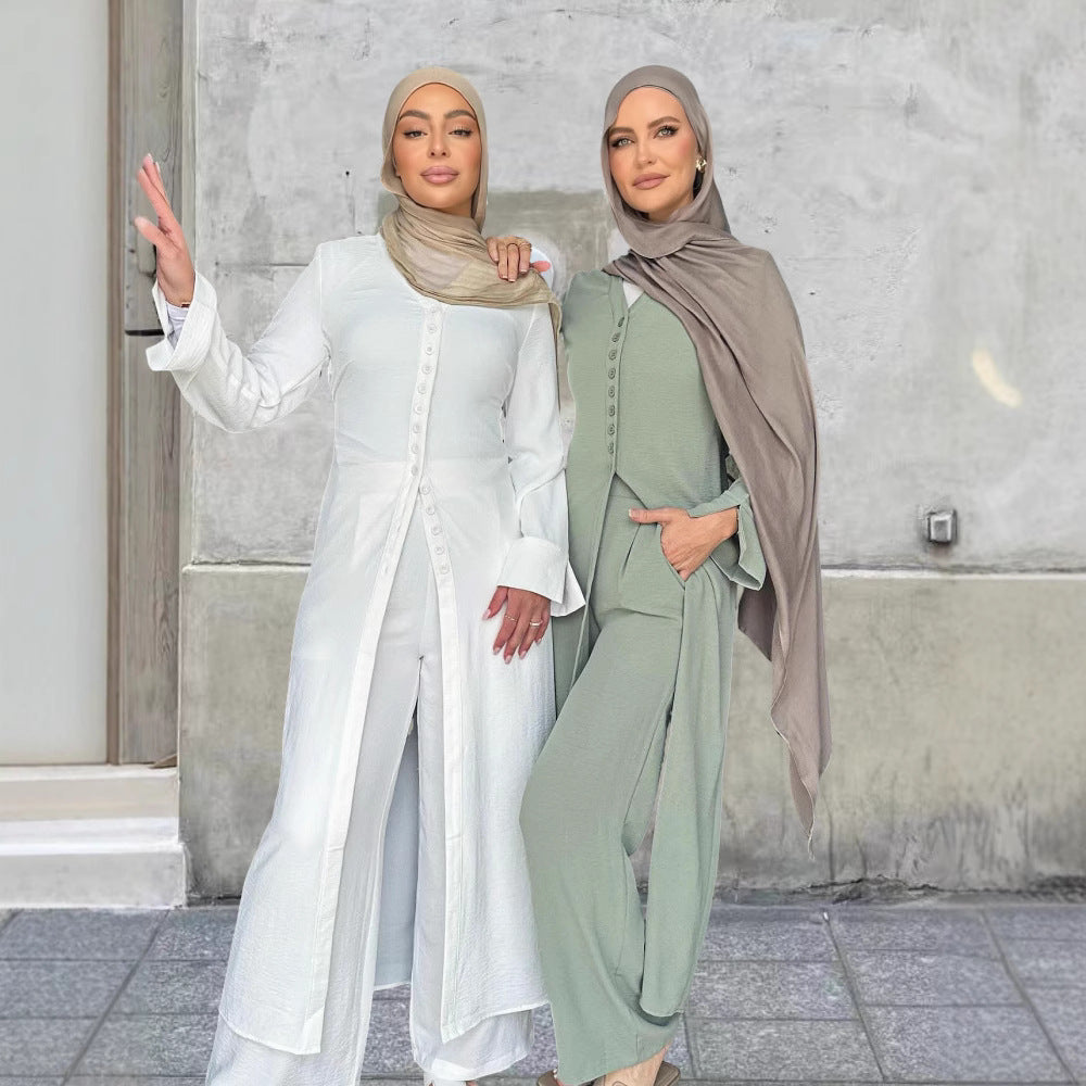 Kvinnors byxdress med elegant knappdesign och vida ben Mirla-Eva Jonsson