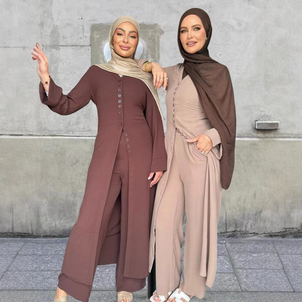 Kvinnors byxdress med elegant knappdesign och vida ben Mirla-Eva Jonsson