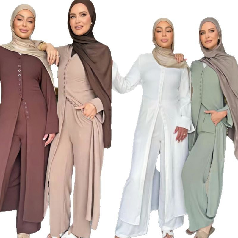 Kvinnors byxdress med elegant knappdesign och vida ben Mirla-Eva Jonsson