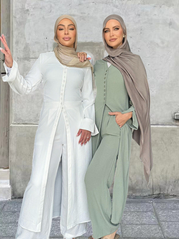 Kvinnors byxdress med elegant knappdesign och vida ben Mirla-Eva Jonsson