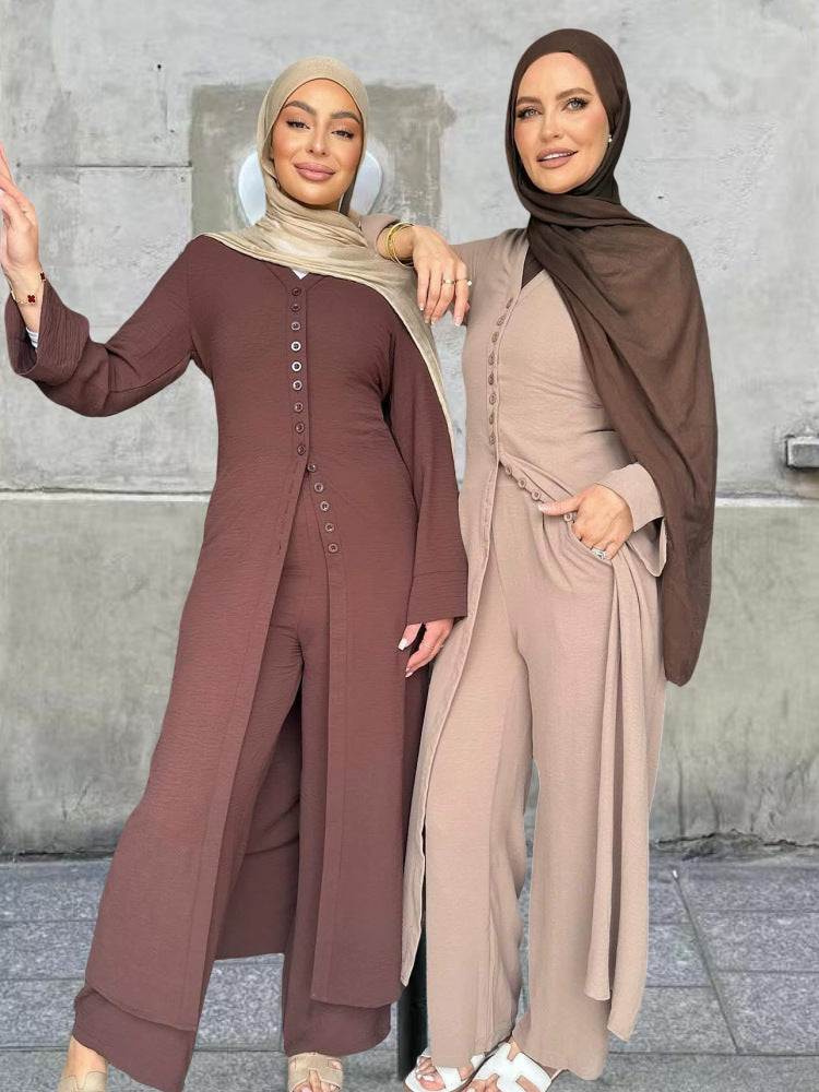 Kvinnors byxdress med elegant knappdesign och vida ben Mirla-Eva Jonsson