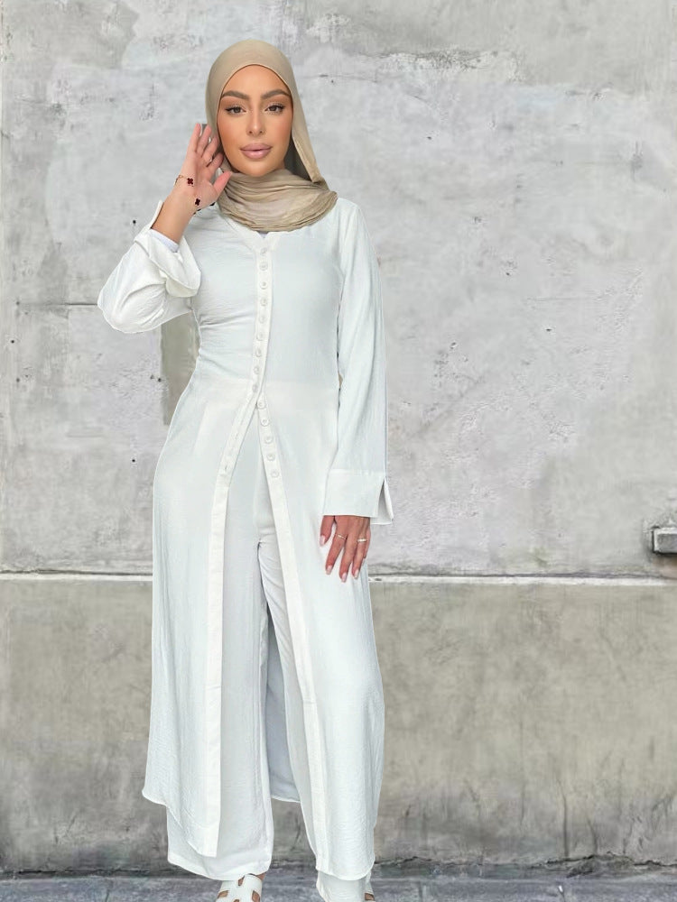 Kvinnors byxdress med elegant knappdesign och vida ben Mirla-Eva Jonsson