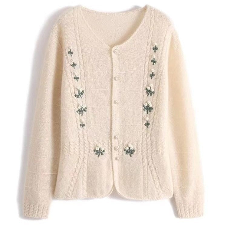 Kvinnors cardigan med blommiga broderier Mirla-Eva Jonsson