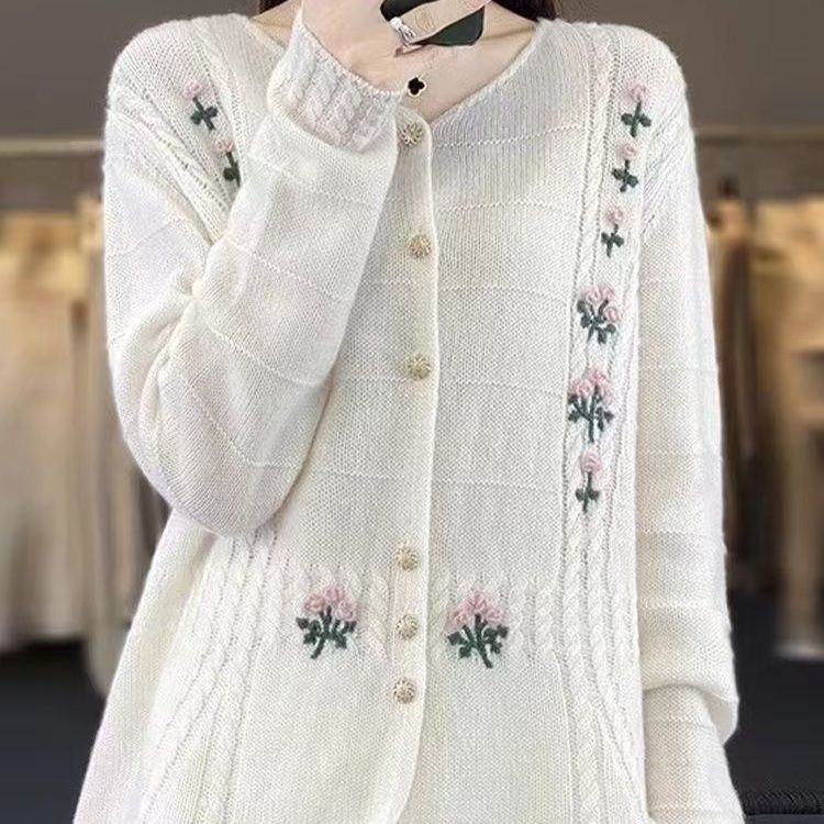 Kvinnors cardigan med blommiga broderier Mirla-Eva Jonsson