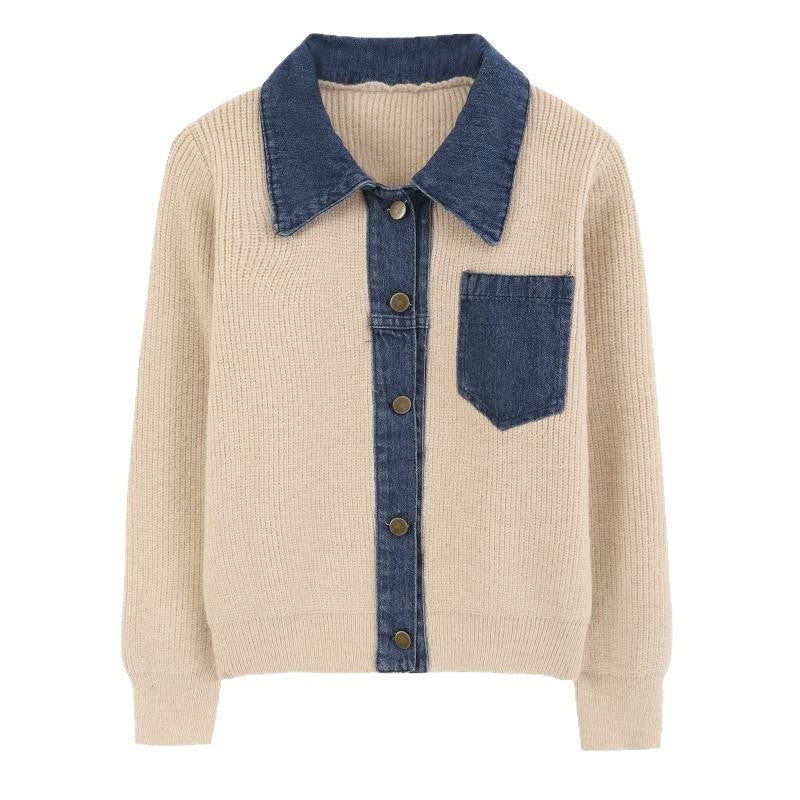 Kvinnors cardigan med denimdetalj Mirla-Eva Jonsson