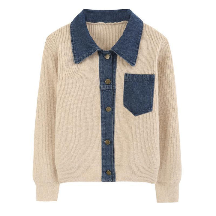Kvinnors cardigan med denimdetalj Mirla-Eva Jonsson