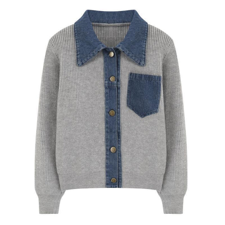 Kvinnors cardigan med denimdetalj Mirla-Eva Jonsson