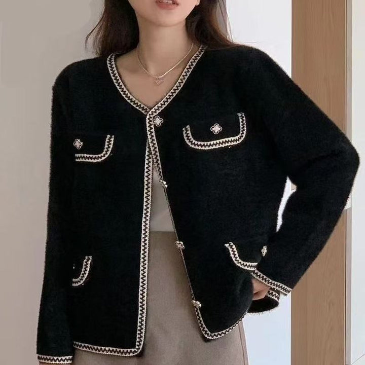 Kvinnors cardigan med detaljerad kontrastsöm Mirla-Eva Jonsson