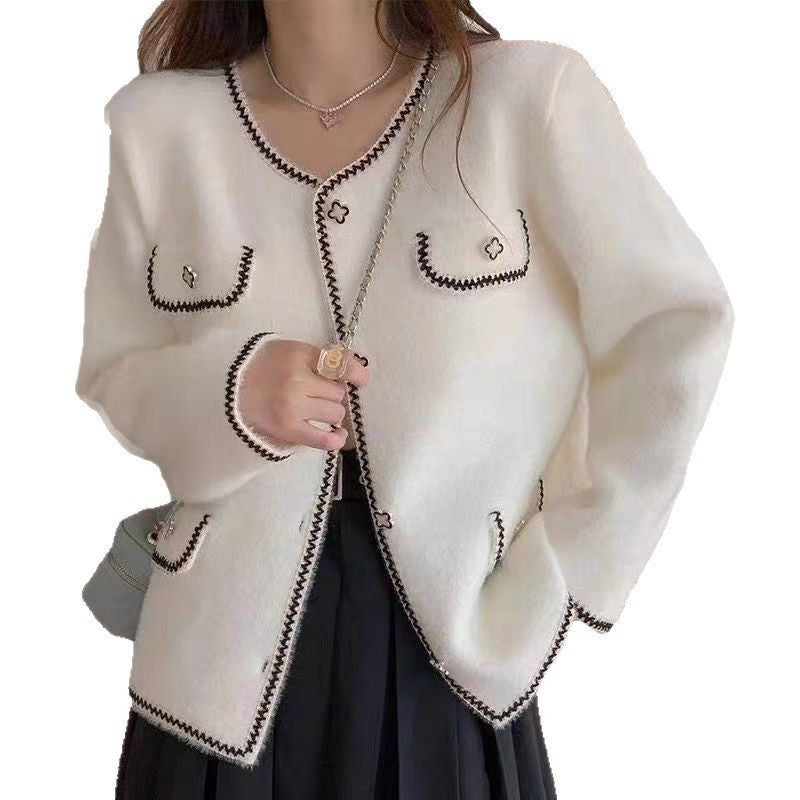 Kvinnors cardigan med detaljerad kontrastsöm Mirla-Eva Jonsson