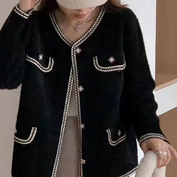 Kvinnors cardigan med detaljerad kontrastsöm Mirla-Eva Jonsson
