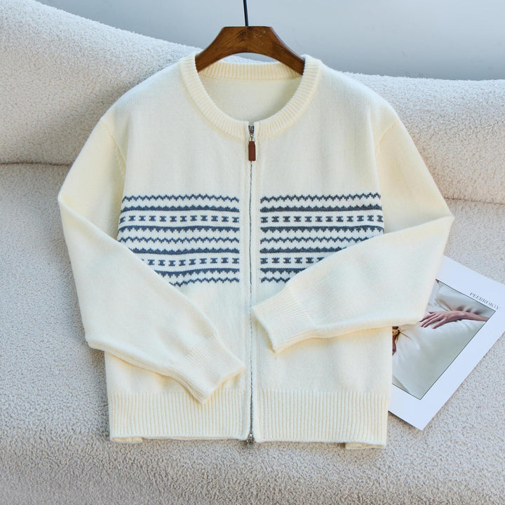 Kvinnors cardigan med elegant dragkedja och grafiskt mönster Mirla-Eva Jonsson