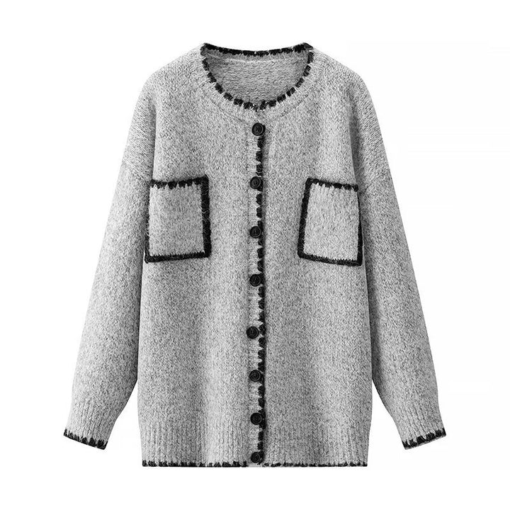 Kvinnors cardigan med fickor och kontrasterande detaljer Mirla-Eva Jonsson