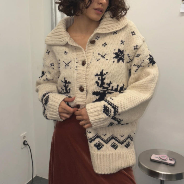 Kvinnors cardigan med grafiskt mönster Mirla-Eva Jonsson