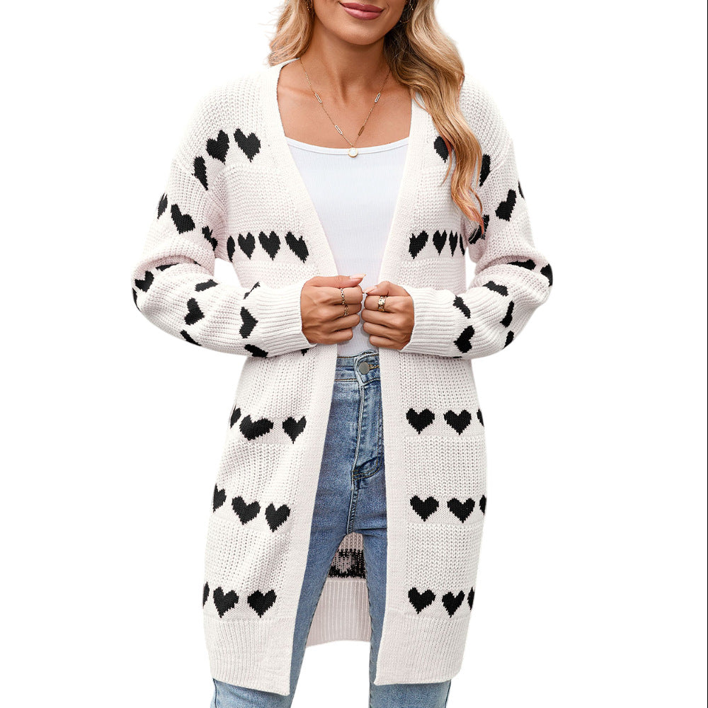 Kvinnors cardigan med hjärtformat mönster Mirla-Eva Jonsson