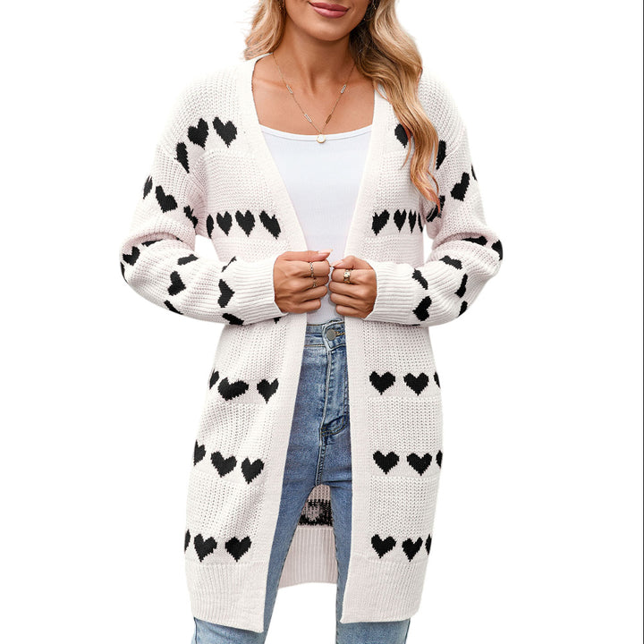 Kvinnors cardigan med hjärtformat mönster Mirla-Eva Jonsson