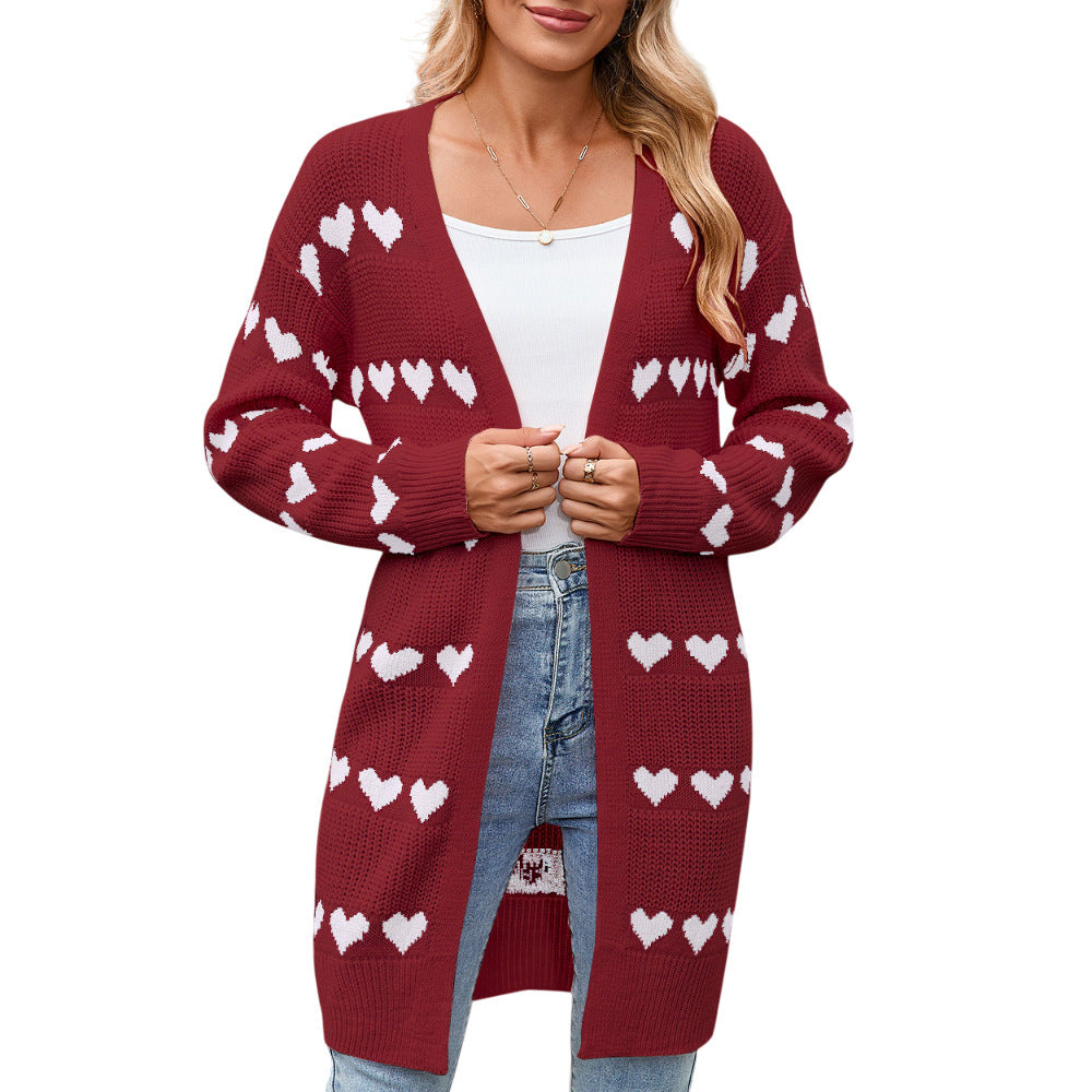 Kvinnors cardigan med hjärtformat mönster Mirla-Eva Jonsson