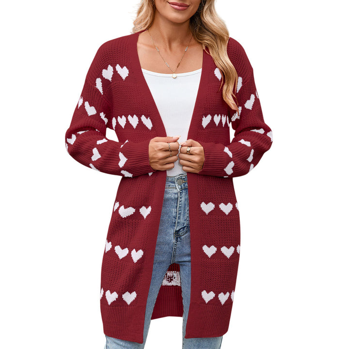 Kvinnors cardigan med hjärtformat mönster Mirla-Eva Jonsson