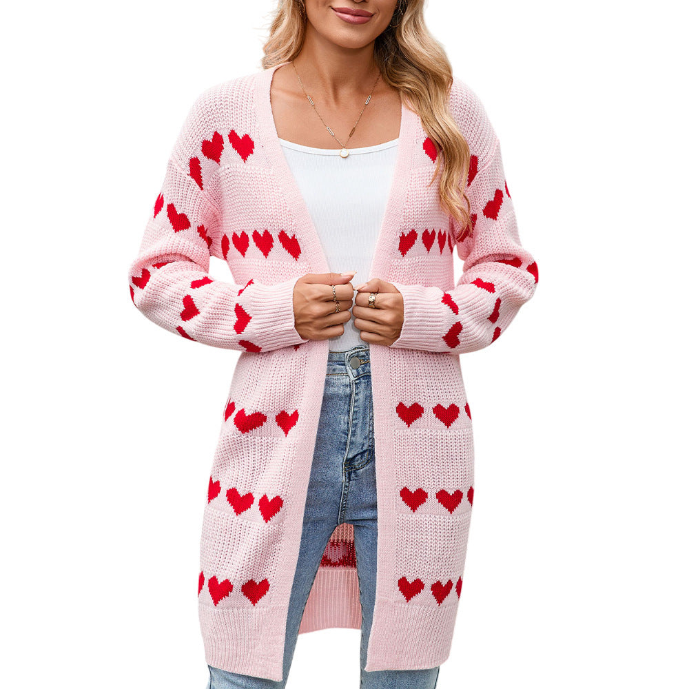 Kvinnors cardigan med hjärtformat mönster Mirla-Eva Jonsson