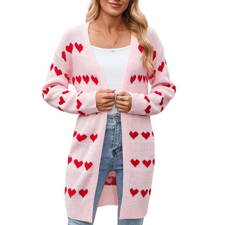 Kvinnors cardigan med hjärtformat mönster Mirla-Eva Jonsson