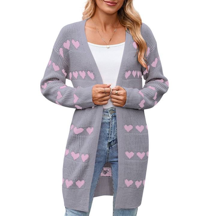 Kvinnors cardigan med hjärtformat mönster Mirla-Eva Jonsson