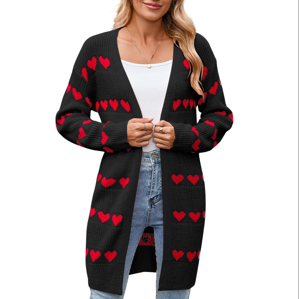 Kvinnors cardigan med hjärtformat mönster Mirla-Eva Jonsson