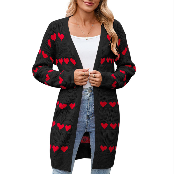 Kvinnors cardigan med hjärtformat mönster Mirla-Eva Jonsson