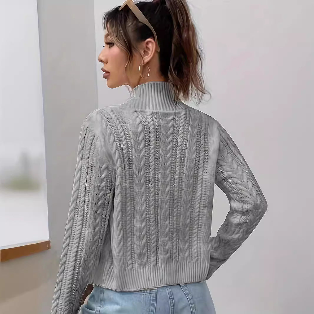 Kvinnors cardigan med hög halsdesign och stilren dragkedja Mirla-Eva Jonsson