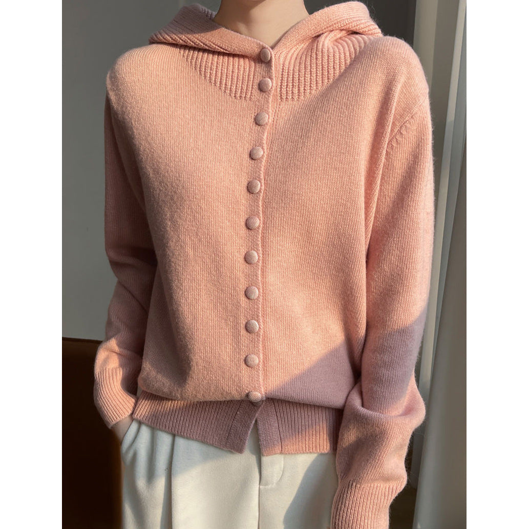 Kvinnors cardigan med huva och kontinuerlig knäppning Mirla-Eva Jonsson