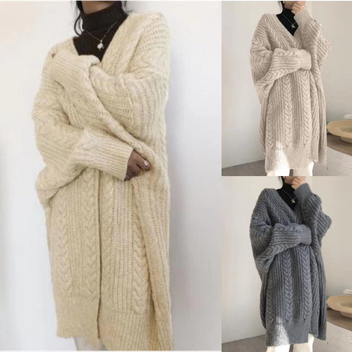Kvinnors cardigan med kabelmönster och lös passform Mirla-Eva Jonsson
