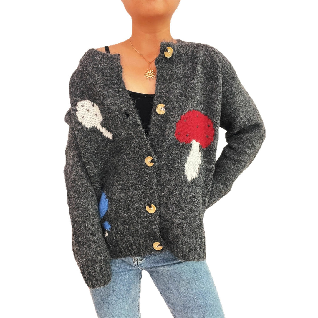Kvinnors cardigan med kreativ svampmönster Mirla-Eva Jonsson
