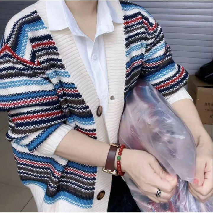 Kvinnors cardigan med mångsidig randdesign Mirla-Eva Jonsson