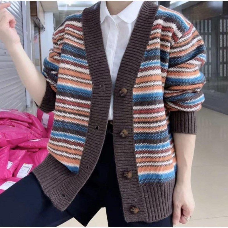 Kvinnors cardigan med mångsidig randdesign Mirla-Eva Jonsson