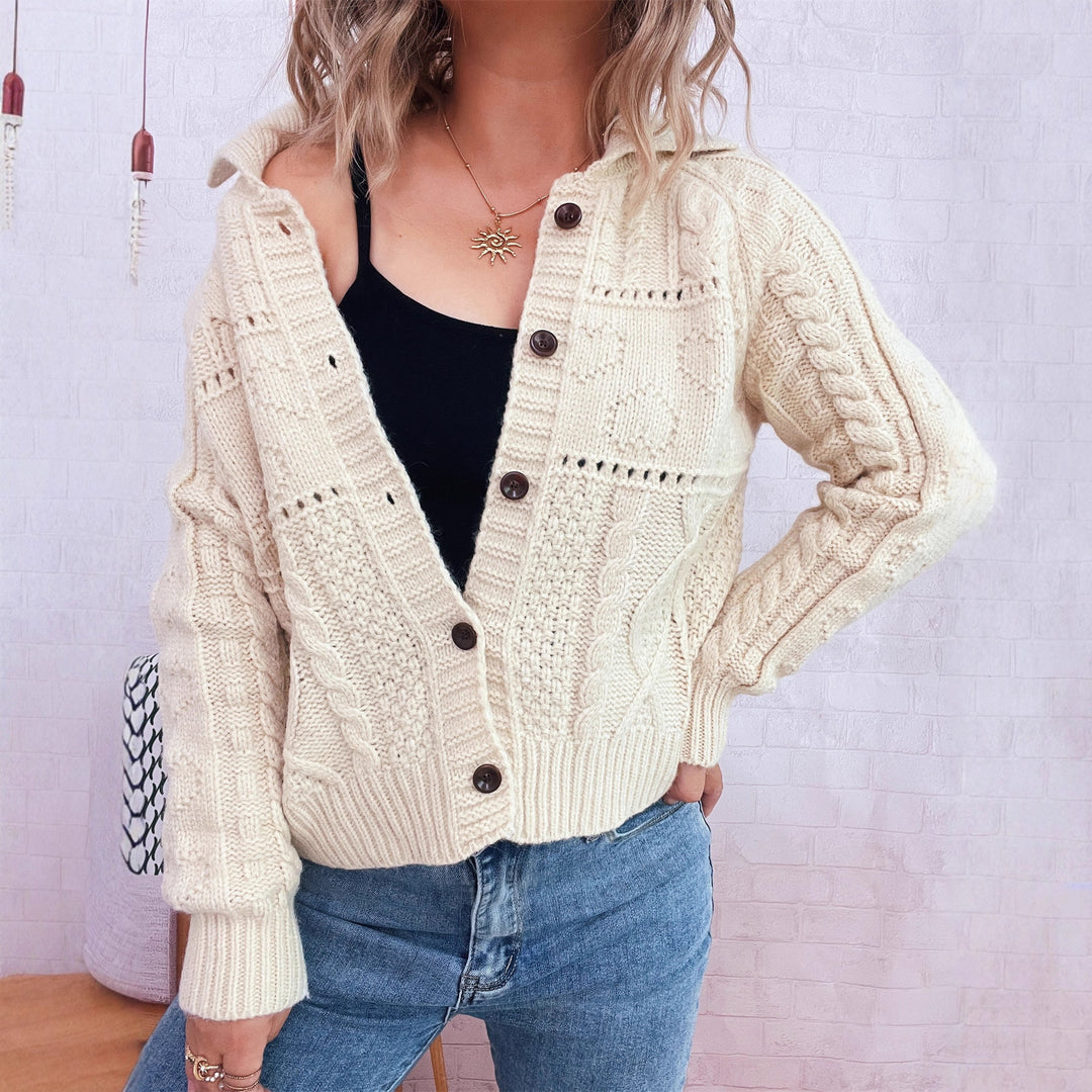 Kvinnors cardigan med texturerad kabeldesign och knappstängning Mirla-Eva Jonsson