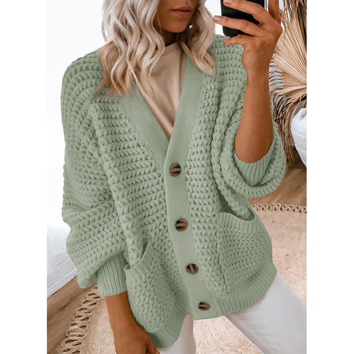 Kvinnors cardigan med tjock textur och knapppdetaljer Mirla-Eva Jonsson