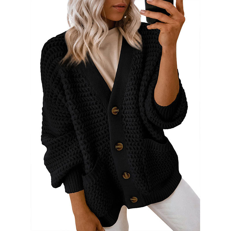 Kvinnors cardigan med tjock textur och knapppdetaljer Mirla-Eva Jonsson