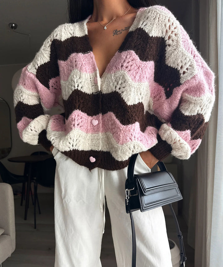Kvinnors cardigan med vågmönster Mirla-Eva Jonsson