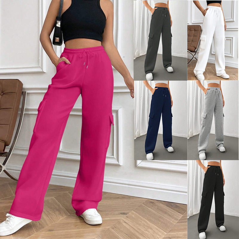 Kvinnors cargo-stil fritidsbyxor med elastisk midja och praktiska sidofickor Mirla-Eva Jonsson