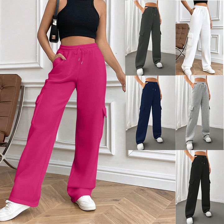 Kvinnors cargo-stil fritidsbyxor med elastisk midja och praktiska sidofickor Mirla-Eva Jonsson