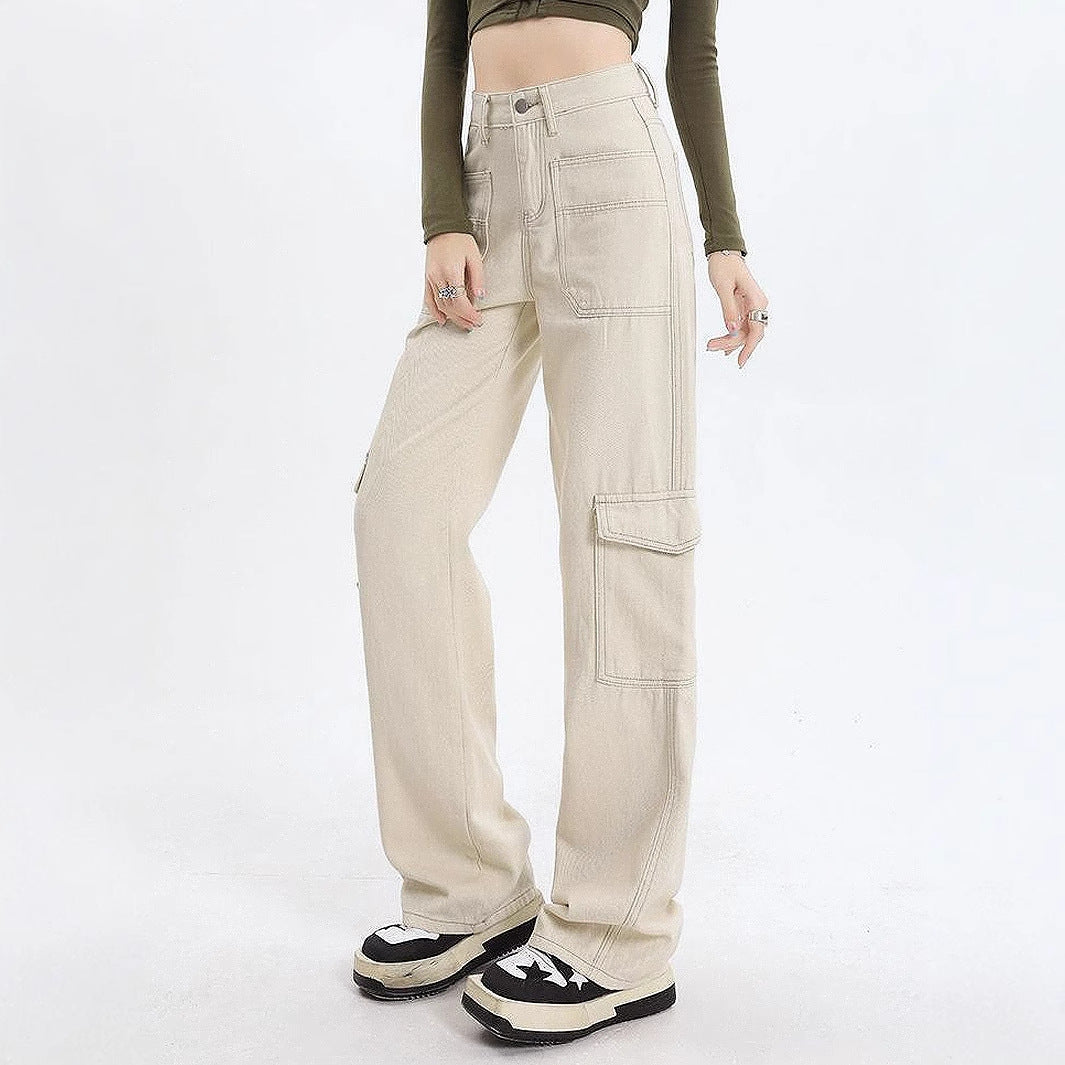 Kvinnors cargoj jeans med hög midja och praktiska fickor Mirla-Eva Jonsson