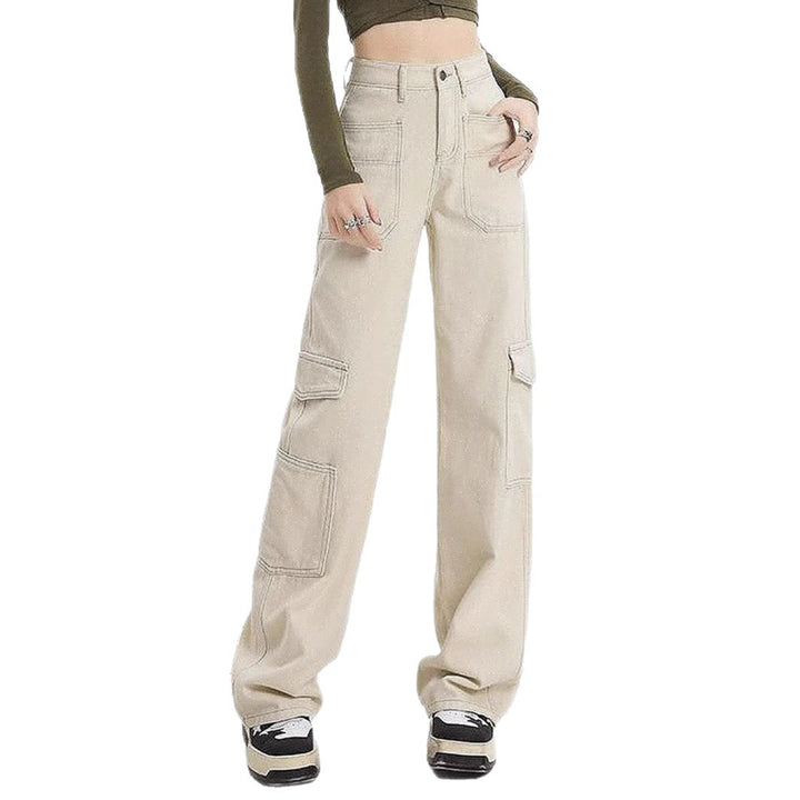 Kvinnors cargoj jeans med hög midja och praktiska fickor Mirla-Eva Jonsson