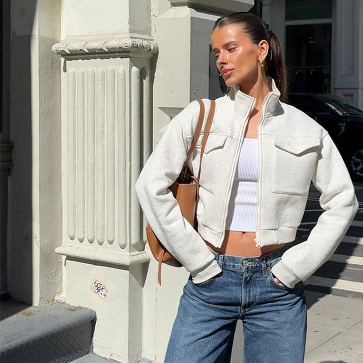 Kvinnors casual kort jacka med fickor Mirla-Eva Jonsson