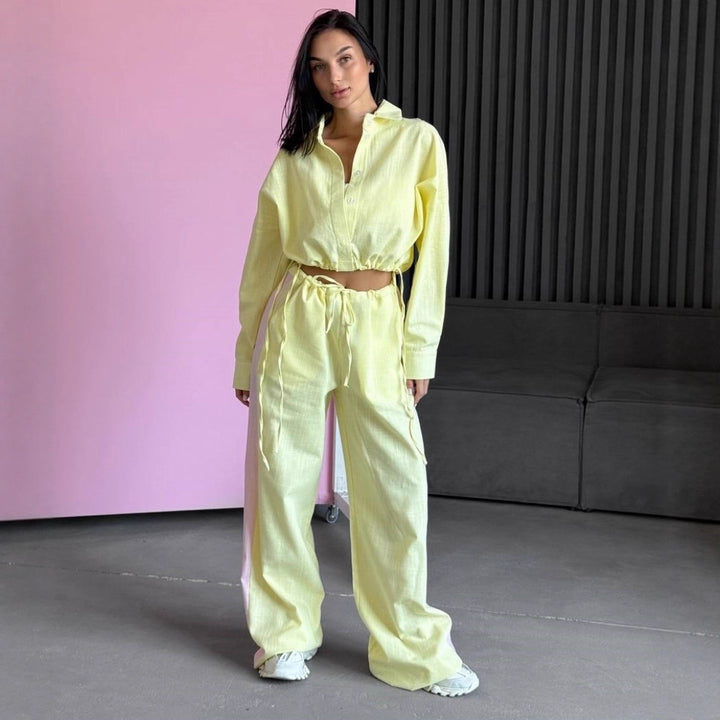 Kvinnors casual topp och breda byxor set Mirla-Eva Jonsson