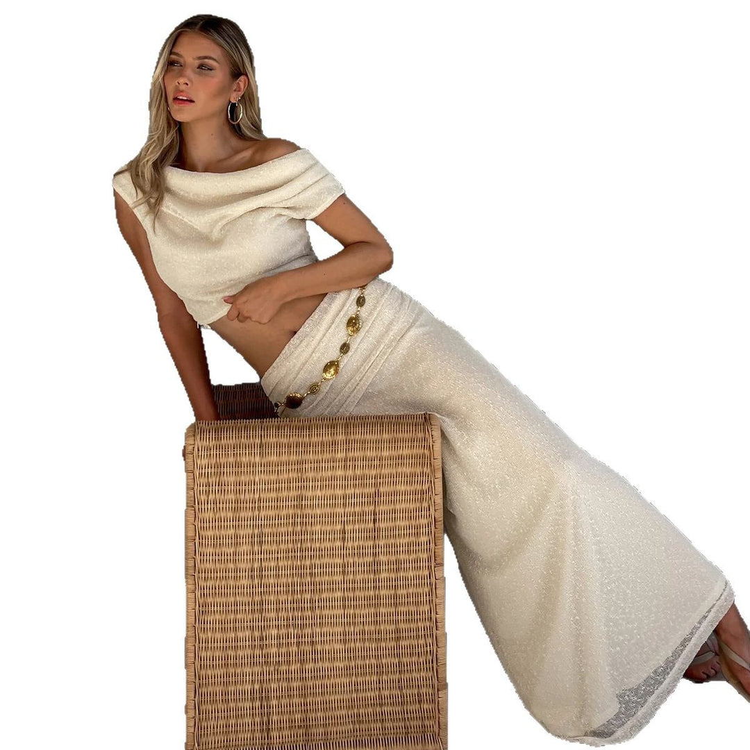 Kvinnors charmiga crop top och maxi kjol set Mirla-Eva Jonsson