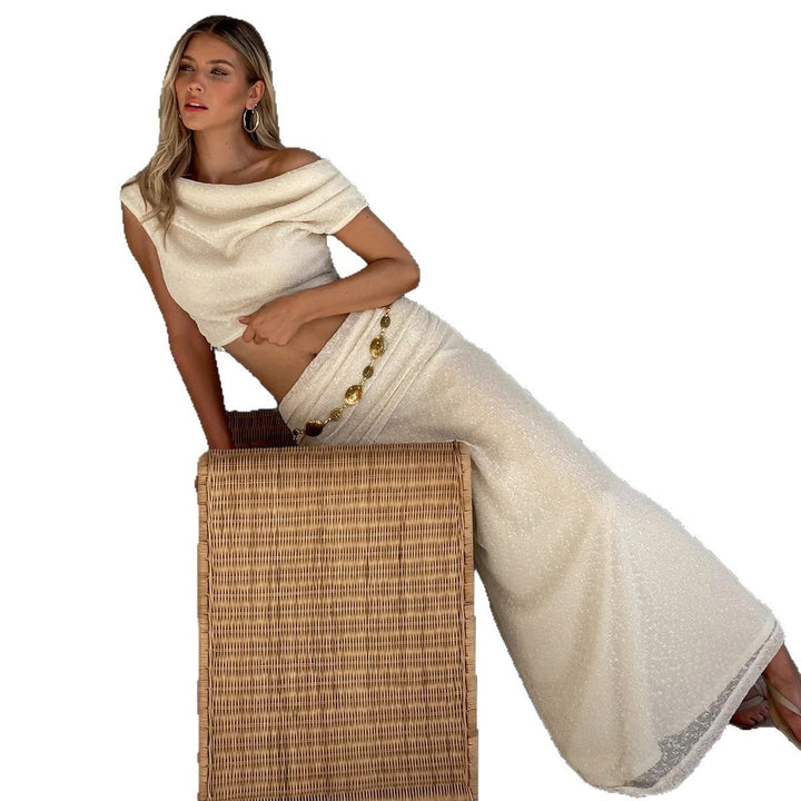 Kvinnors charmiga crop top och maxi kjol set Mirla-Eva Jonsson