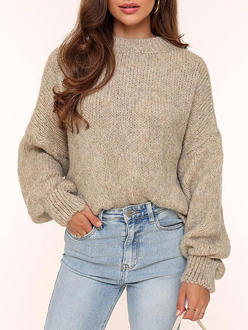 Kvinnors chunky knit oversized tröja med voluminösa ärmar och mysig passform Mirla-Eva Jonsson