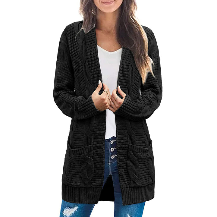Kvinnors chunky stickad cardigan med fickor och texturerad sömnad utseende Mirla-Eva Jonsson