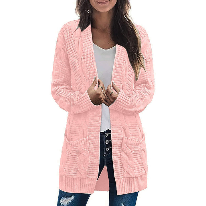 Kvinnors chunky stickad cardigan med fickor och texturerad sömnad utseende Mirla-Eva Jonsson