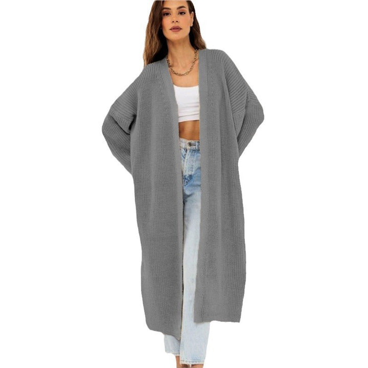 Kvinnors chunky stickad cardigan med öppen framsida och djupa fickor Mirla-Eva Jonsson