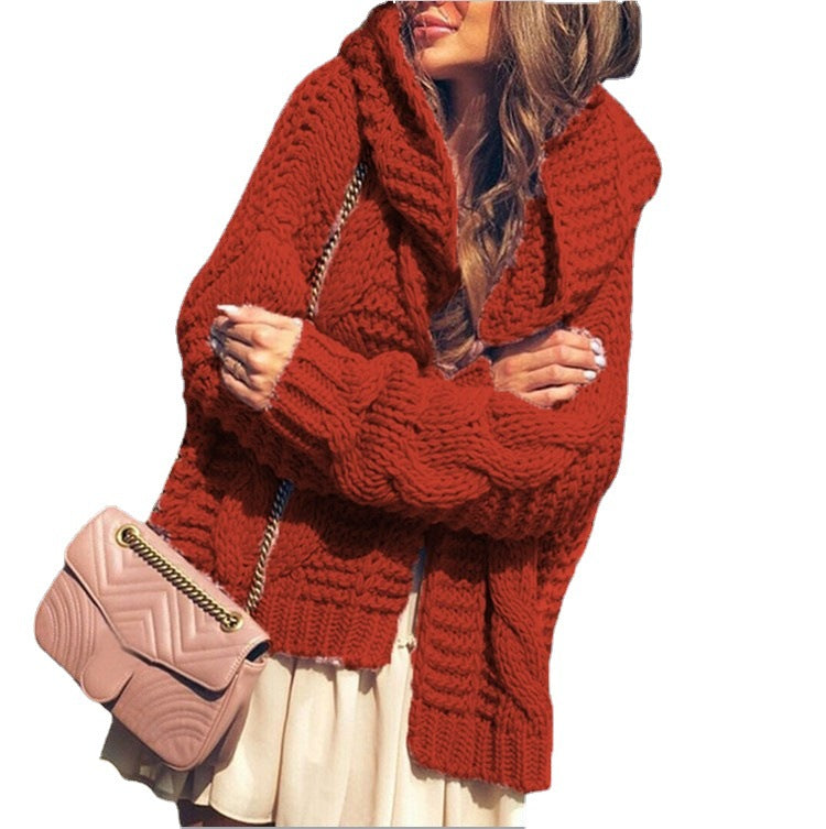 Kvinnors chunky stickad cardigan med voluminösa ärmar och avslappnad passform Mirla-Eva Jonsson