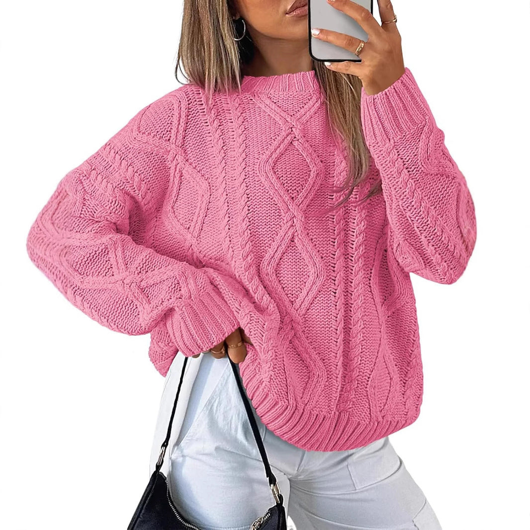 Kvinnors chunky stickad tröja med kabeldesign Mirla-Eva Jonsson